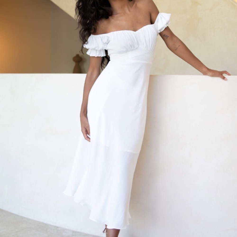 NWOT PETAL & PUP SILKY ORALIE DRESS - WHITE